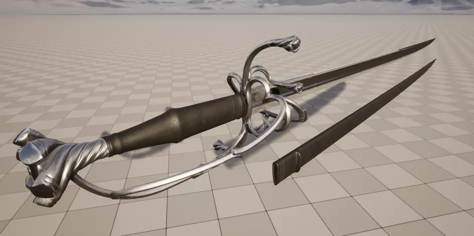 Swiss Saber 16th Century Low-poly 3D model_0