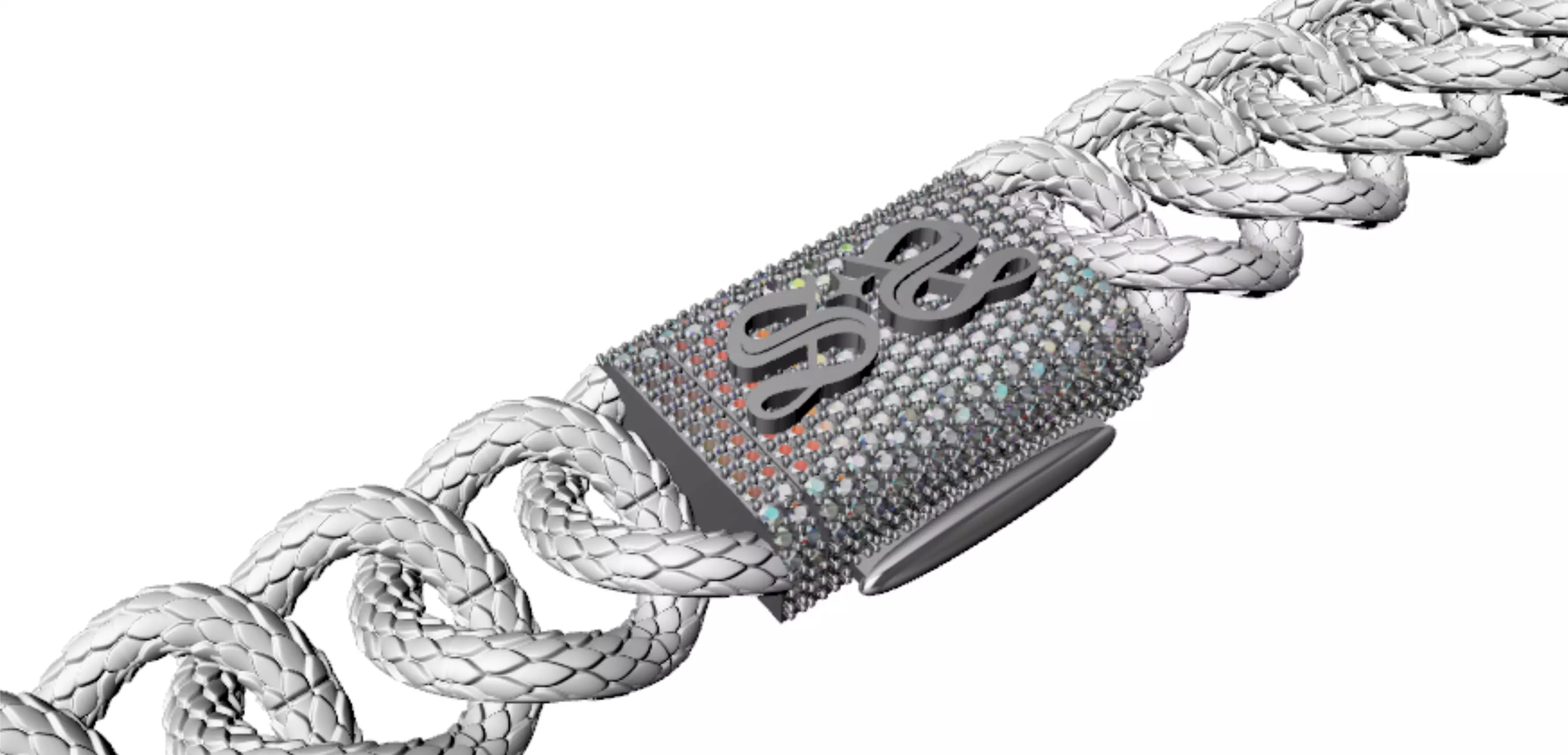 dragon motif chain necklace 3D print model