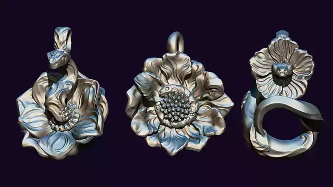 A Set of Snake Flowers 3D Model Collection