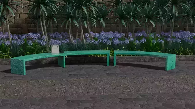 Nr-21 Park Benches - Fiberglass Low-poly 3D model