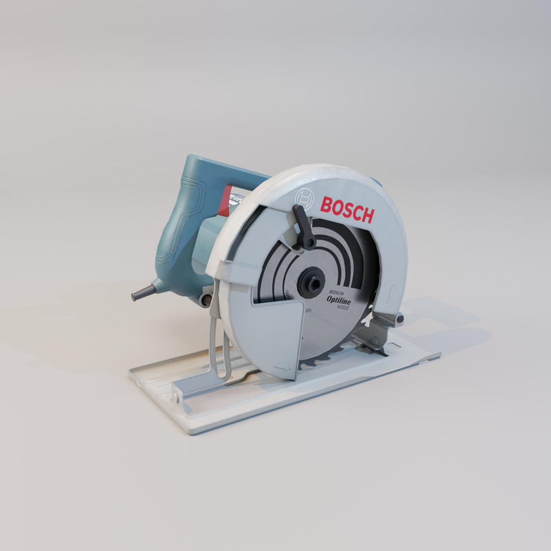 Realistic Power Tool Bosch Circular Saw with PBR Texture Low-poly 3D model_1