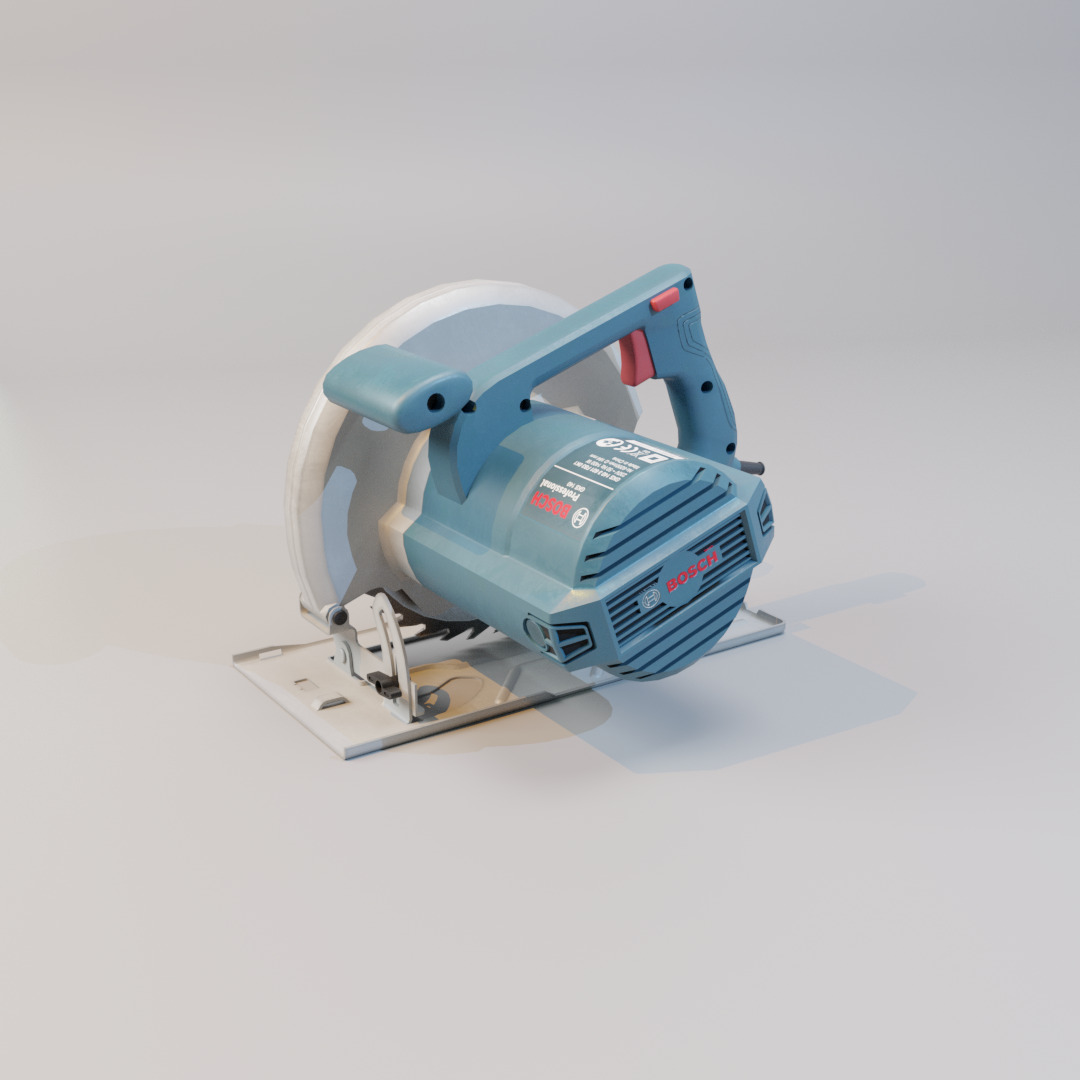 Realistic Power Tool Bosch Circular Saw with PBR Texture Low-poly 3D model_11