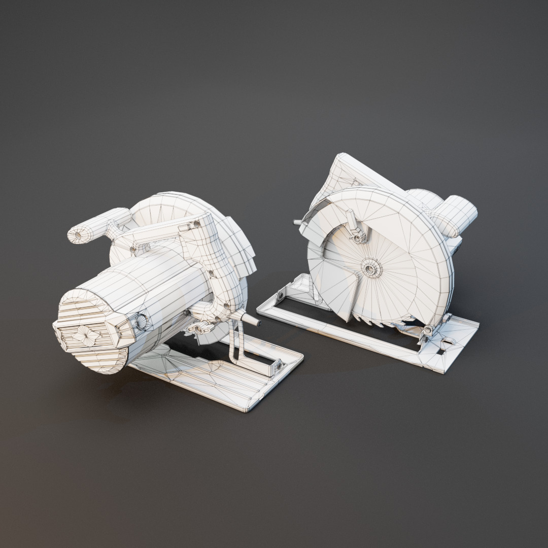 Realistic Power Tool Bosch Circular Saw with PBR Texture Low-poly 3D model_4