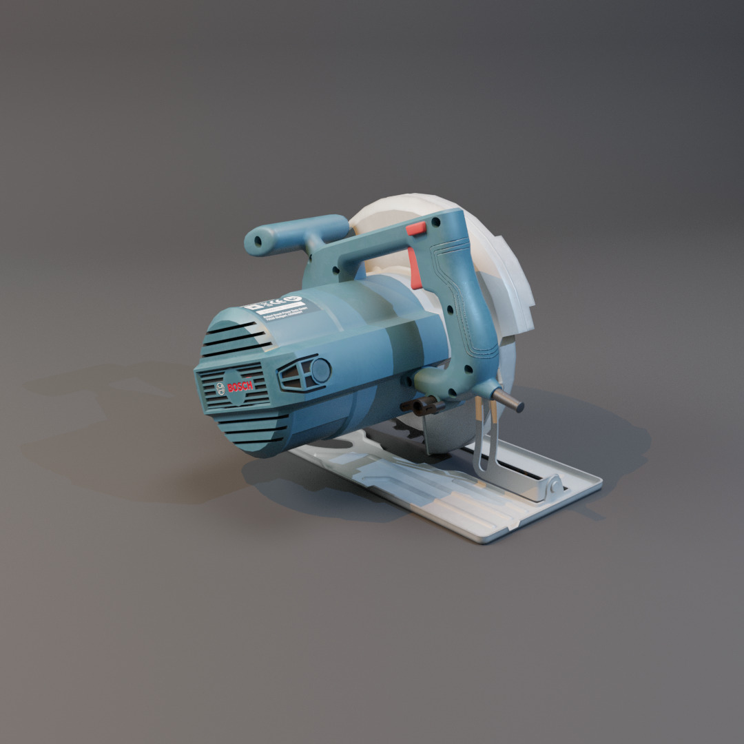 Realistic Power Tool Bosch Circular Saw with PBR Texture Low-poly 3D model_7