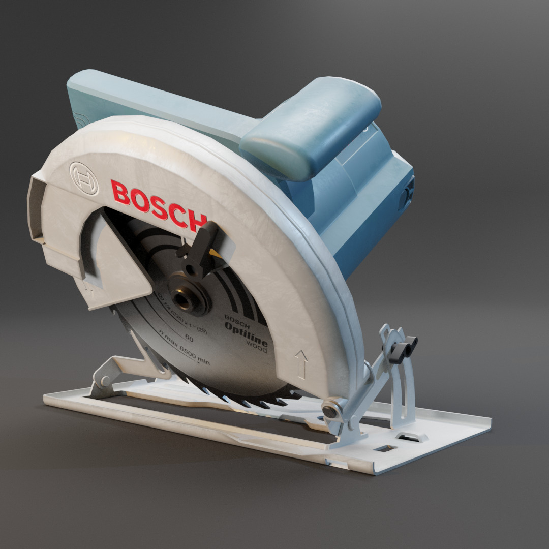 Realistic Power Tool Bosch Circular Saw with PBR Texture Low-poly 3D model_23