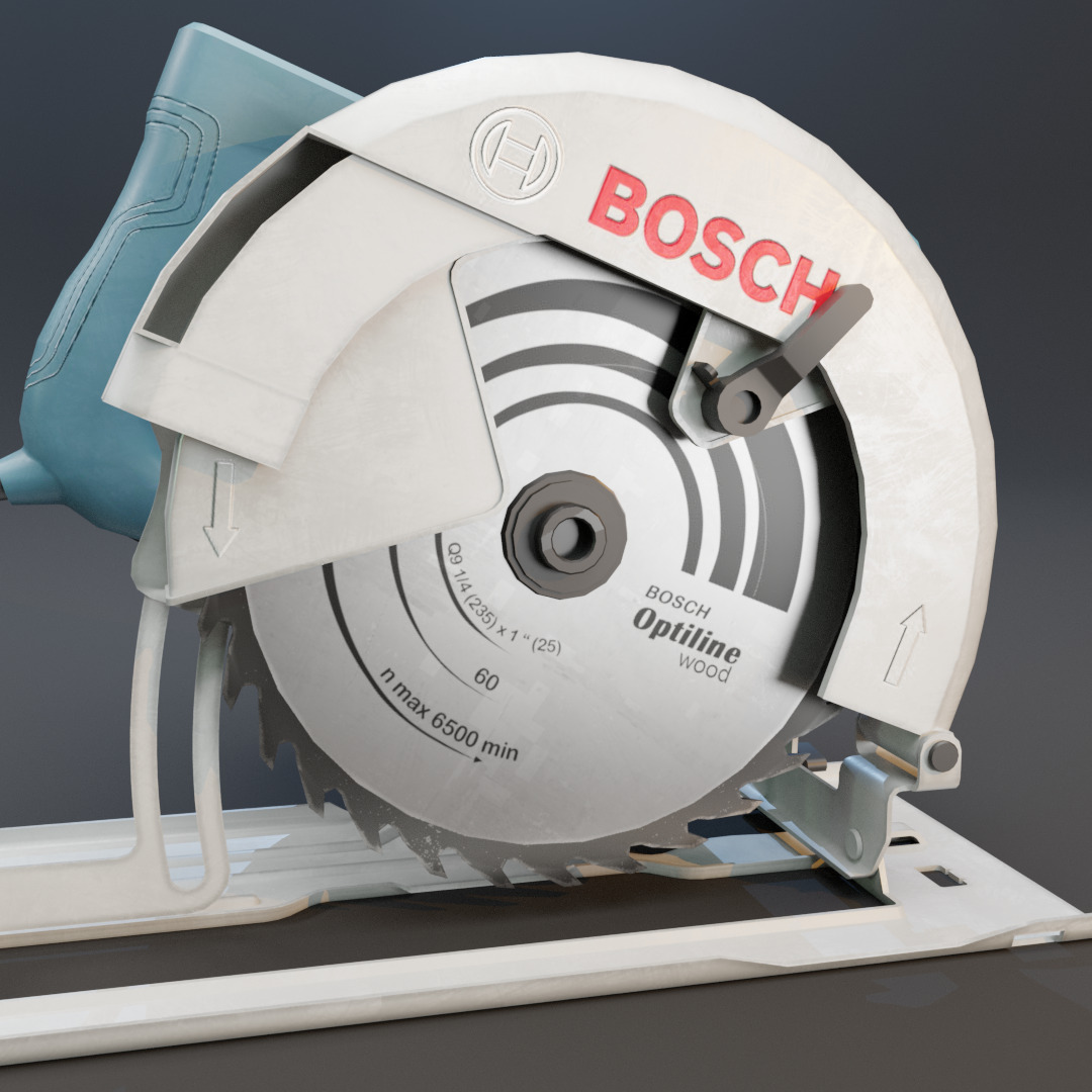 Realistic Power Tool Bosch Circular Saw with PBR Texture Low-poly 3D model_19