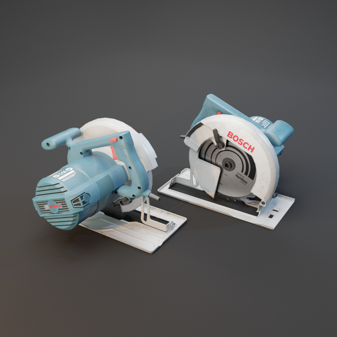 Realistic Power Tool Bosch Circular Saw with PBR Texture Low-poly 3D model_14
