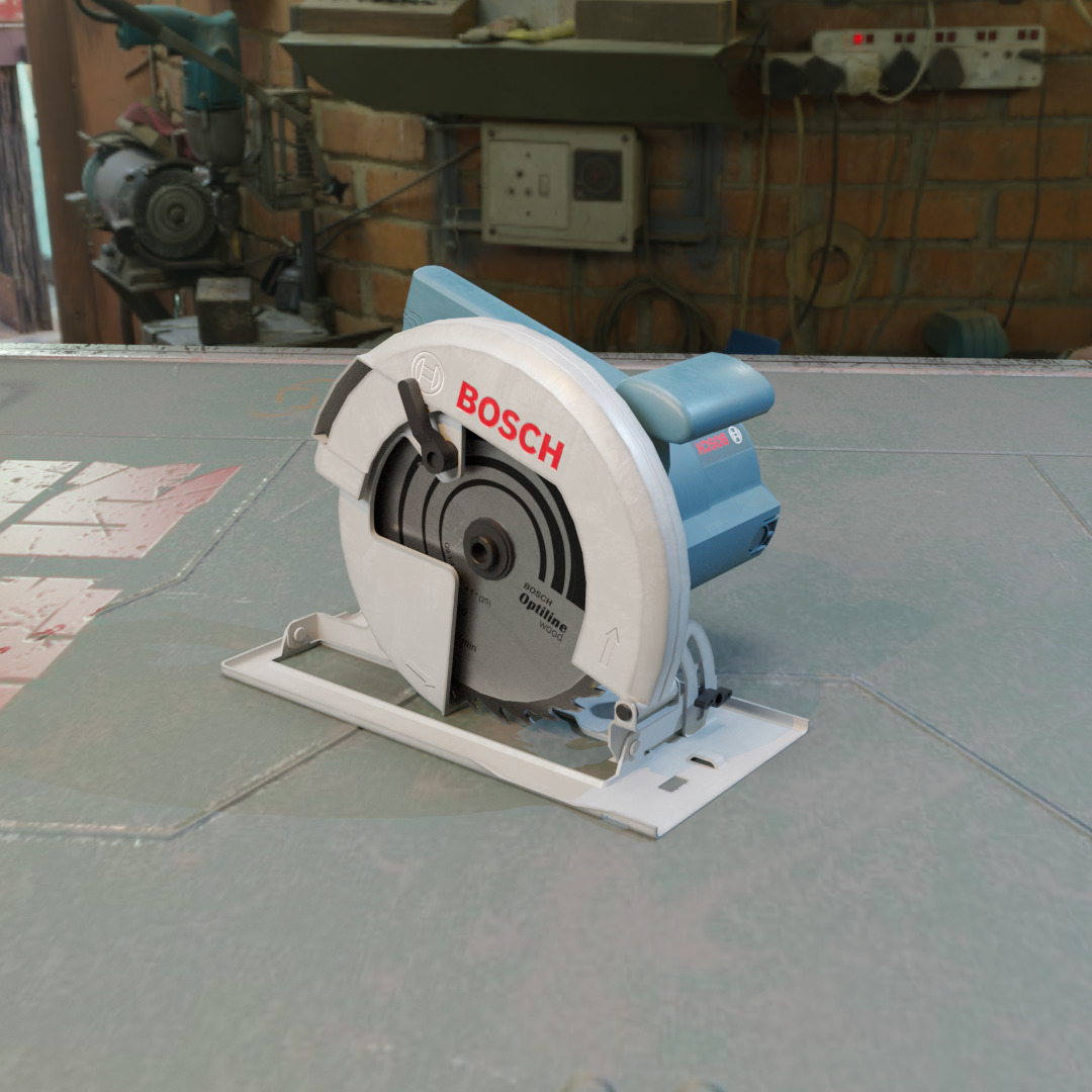 Realistic Power Tool Bosch Circular Saw with PBR Texture Low-poly 3D model_8
