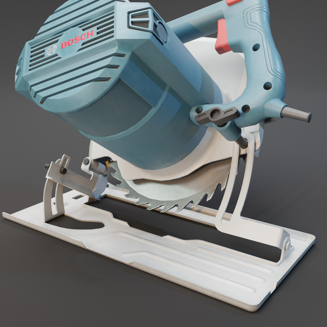Realistic Power Tool Bosch Circular Saw with PBR Texture Low-poly 3D model_21