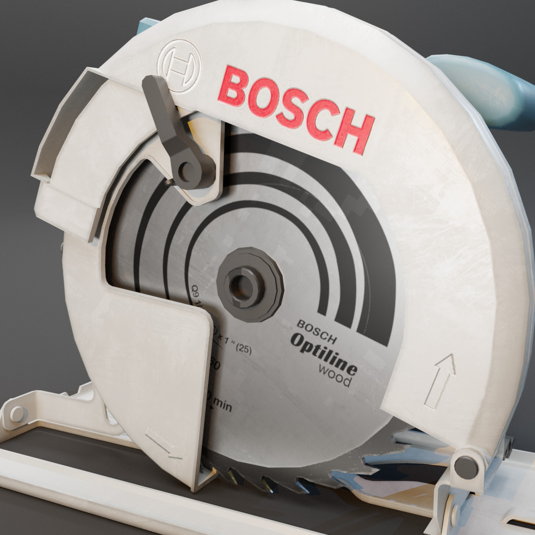 Realistic Power Tool Bosch Circular Saw with PBR Texture Low-poly 3D model_17