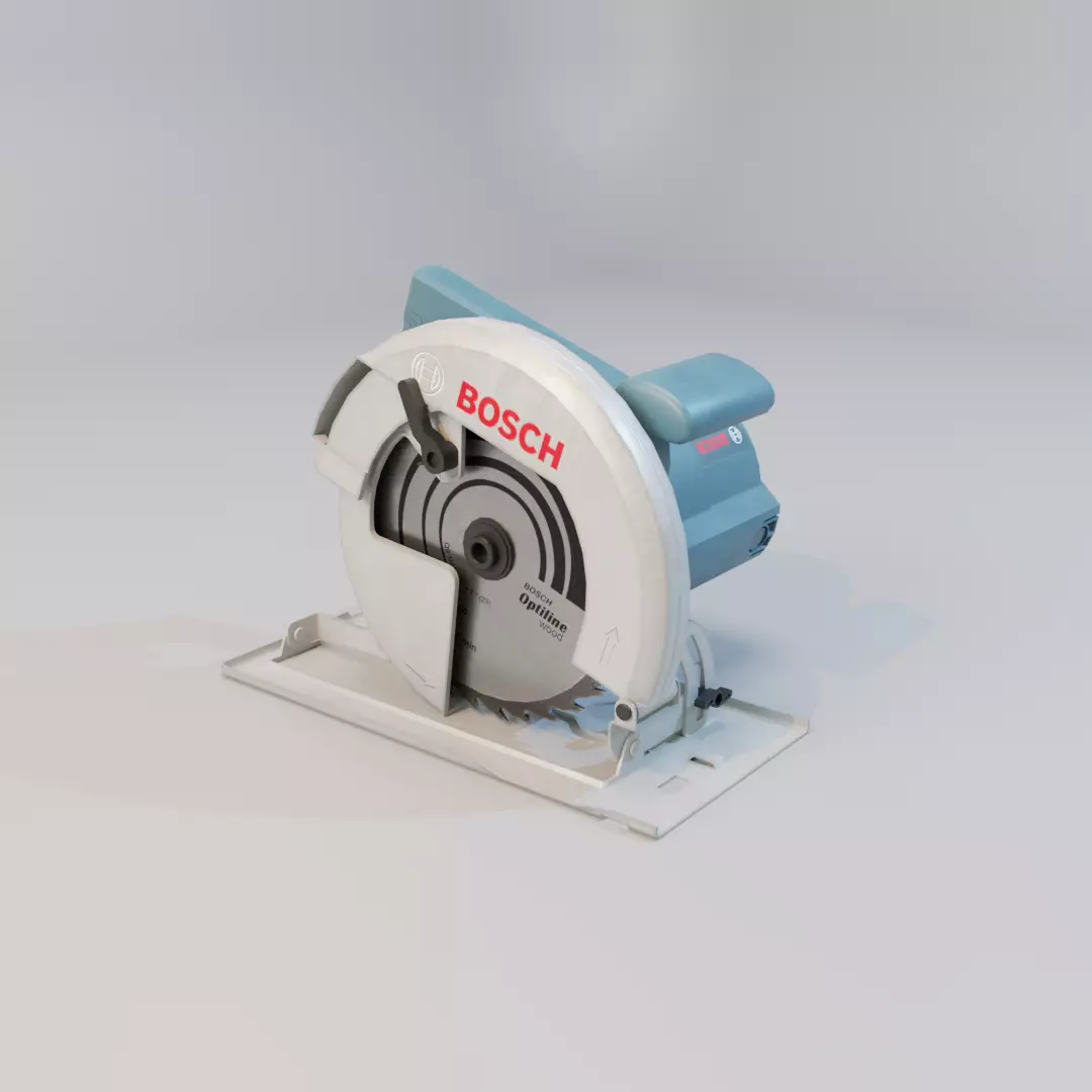 Realistic Power Tool Bosch Circular Saw with PBR Texture Low-poly 3D model_0