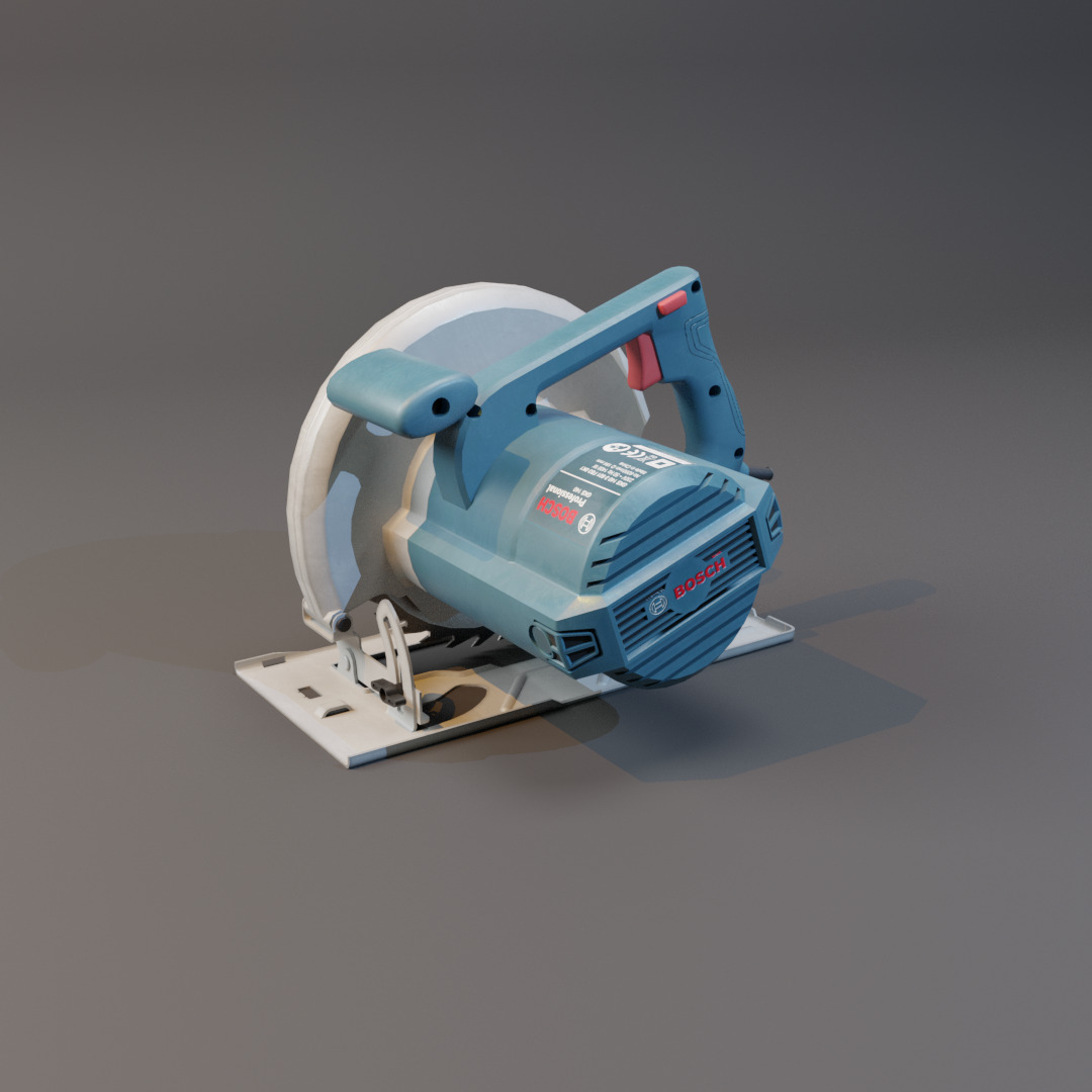 Realistic Power Tool Bosch Circular Saw with PBR Texture Low-poly 3D model_12