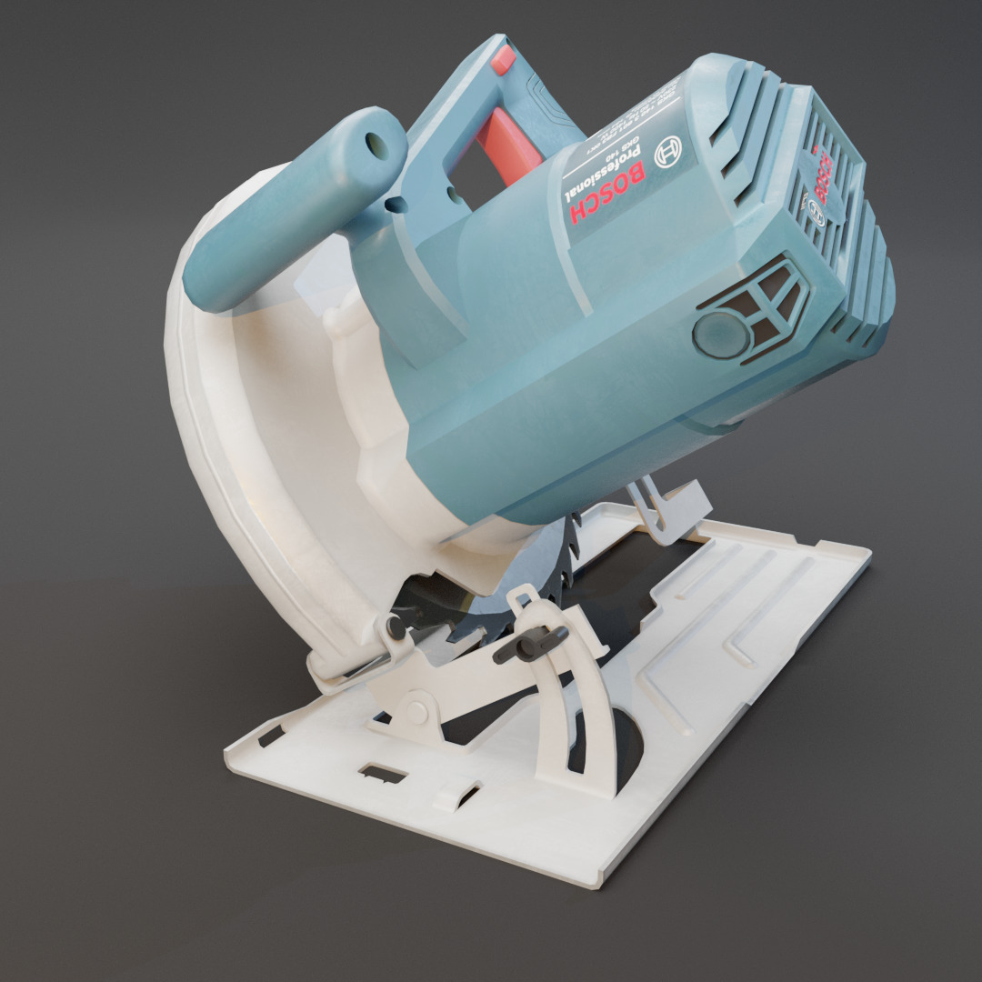 Realistic Power Tool Bosch Circular Saw with PBR Texture Low-poly 3D model_22
