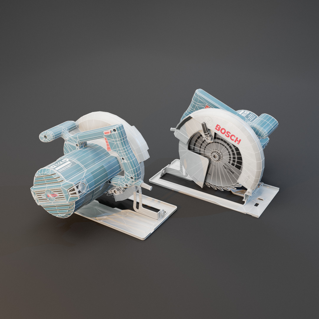 Realistic Power Tool Bosch Circular Saw with PBR Texture Low-poly 3D model_3