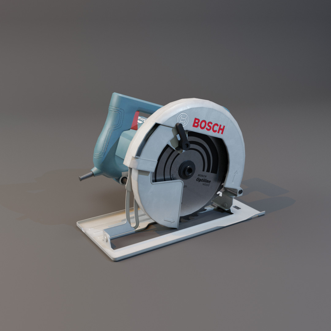 Realistic Power Tool Bosch Circular Saw with PBR Texture Low-poly 3D model_6