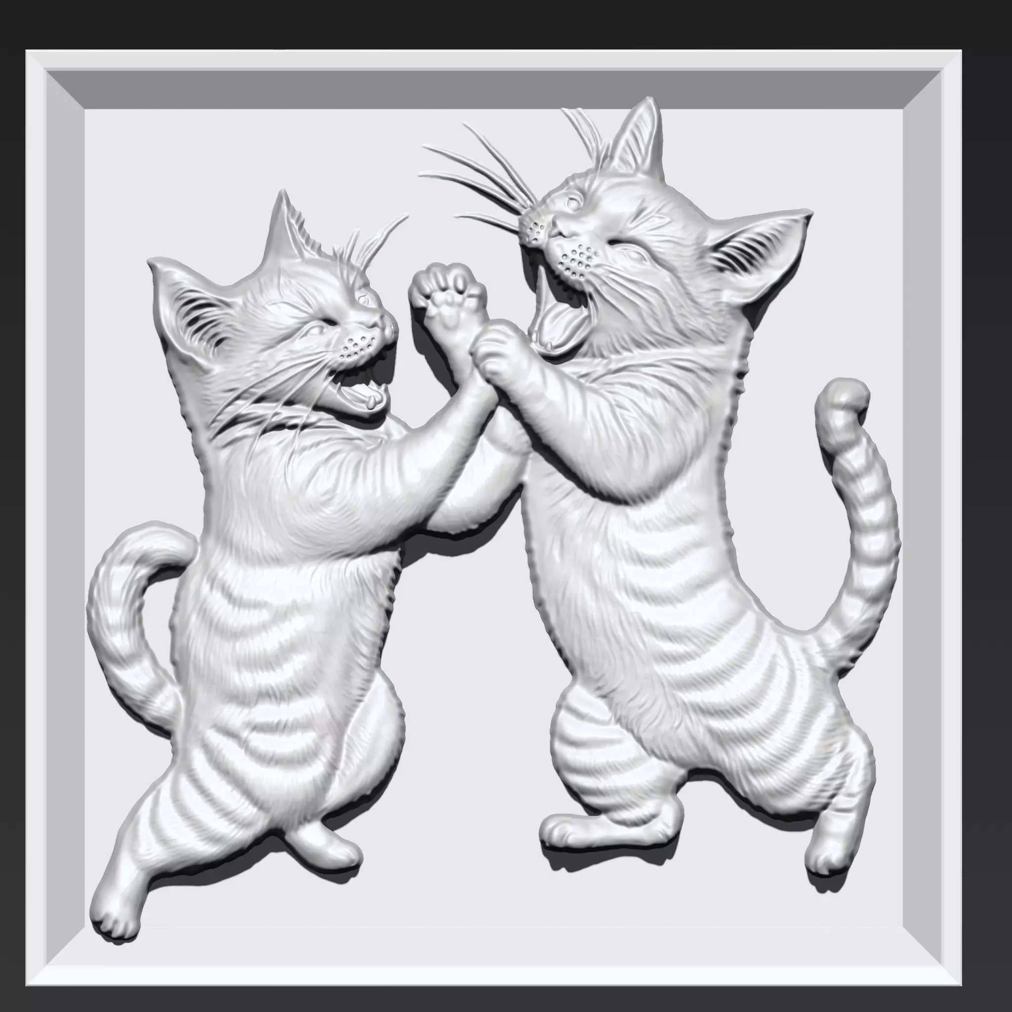 Two Kittens Fighting A23 3D print model