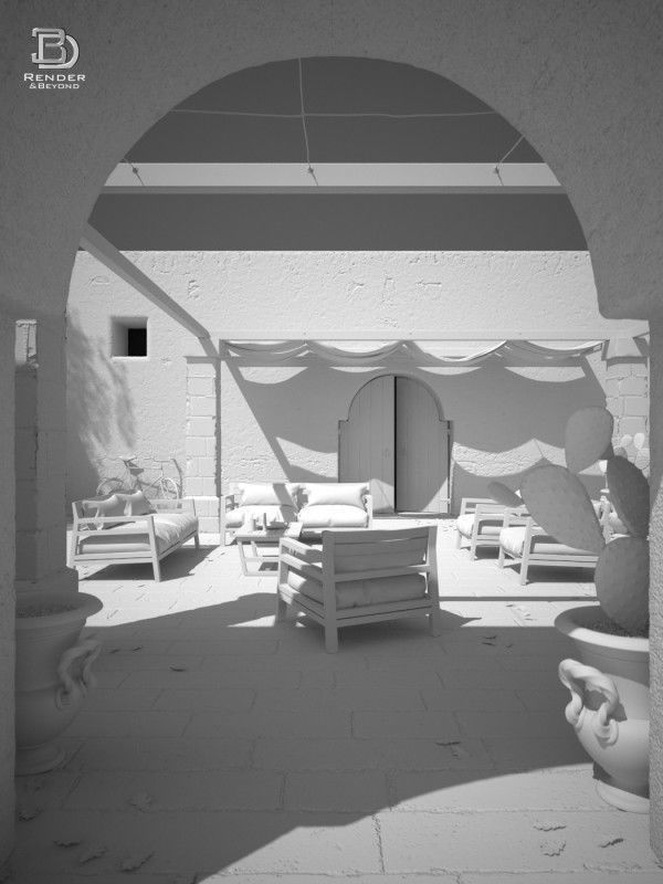 Mediterranean Courtyard 3D model_5