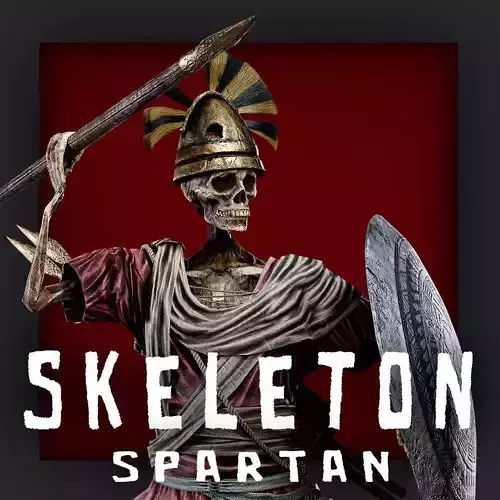 SKELETON SPARTAN SPEARMAN  Low-poly 3D model