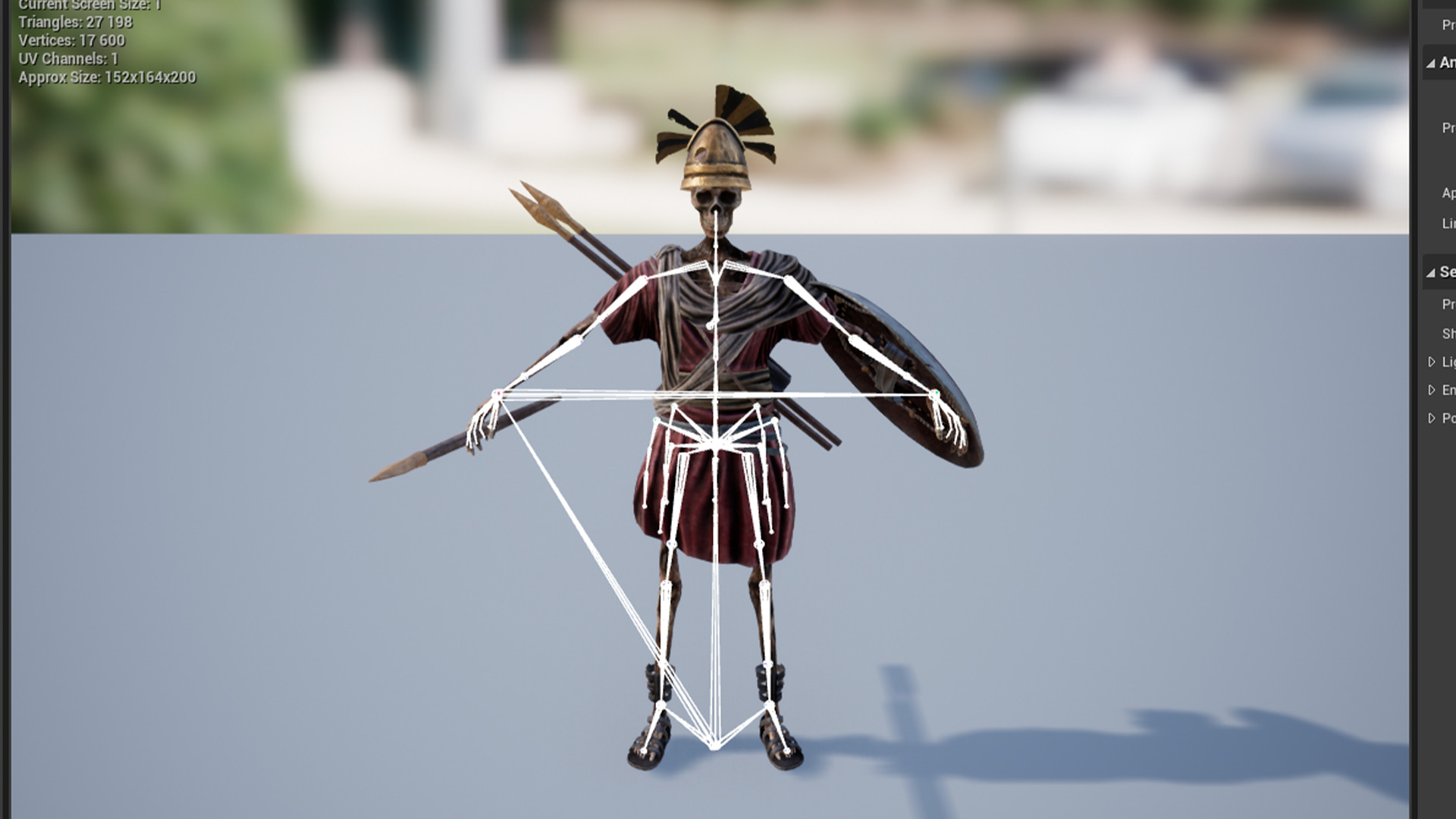 SKELETON SPARTAN SPEARMAN  Low-poly 3D model_15