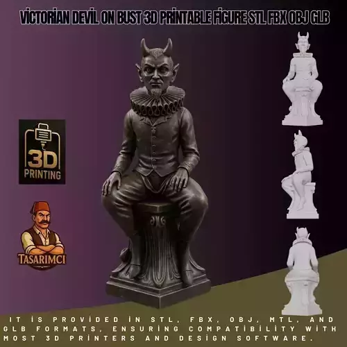 Victorian Devil on Bust 3D Printable Figure STL FBX OBJ GLB 3D print model
