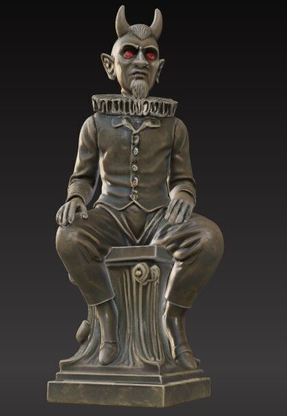 Victorian Devil on Bust 3D Printable Figure STL FBX OBJ GLB 3D print model_5