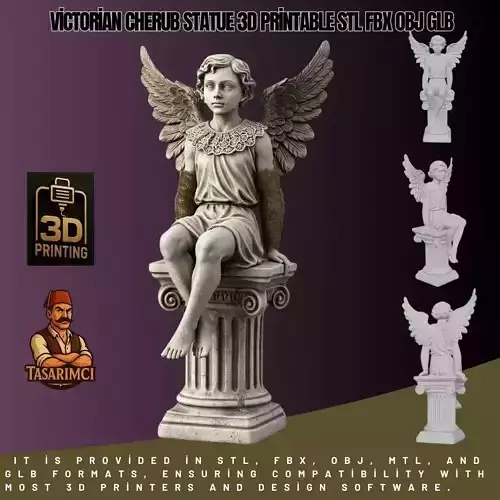 Victorian Cherub Statue 3D Printable STL FBX OBJ GLB 3D print model