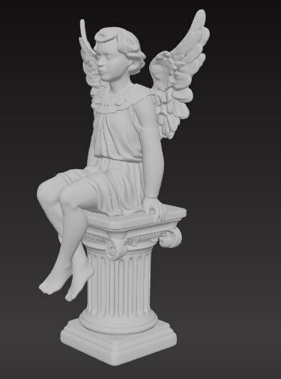 Victorian Cherub Statue 3D Printable STL FBX OBJ GLB 3D print model_1