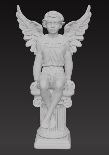 Victorian Cherub Statue 3D Printable STL FBX OBJ GLB 3D print model_2