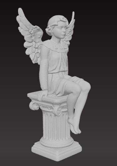 Victorian Cherub Statue 3D Printable STL FBX OBJ GLB 3D print model_3