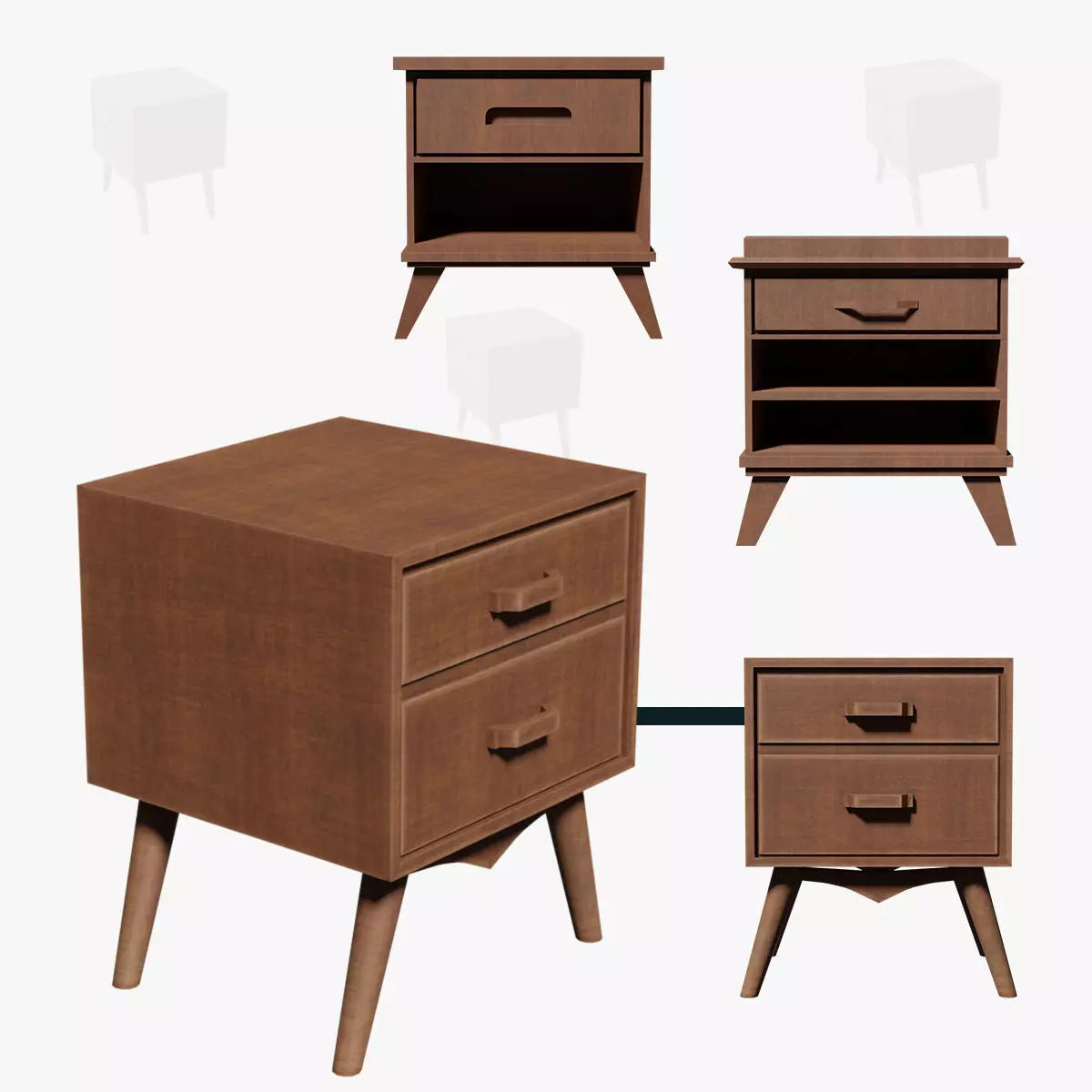 Deco Nightstand Wood Style Luna Rest Lot 1 N7-9 Group 03- Low 3D model