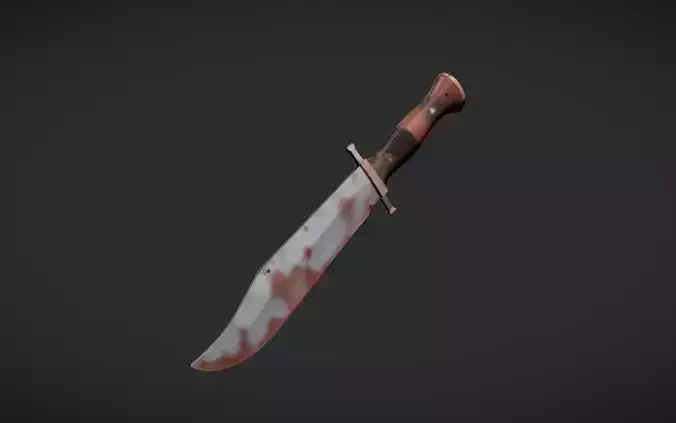 rusty combat knife with wooden handle