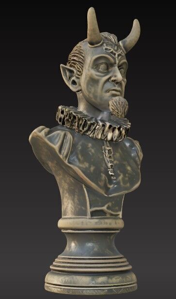 Devil Head on Victorian Bust 3D Model STL FBX OBJ GLB 3D print model_7