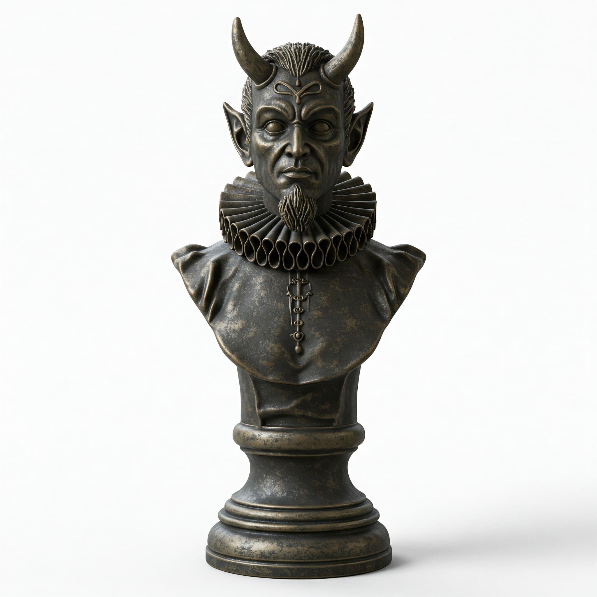 Devil Head on Victorian Bust 3D Model STL FBX OBJ GLB 3D print model_5