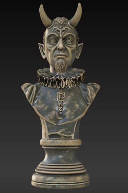 Devil Head on Victorian Bust 3D Model STL FBX OBJ GLB 3D print model_6