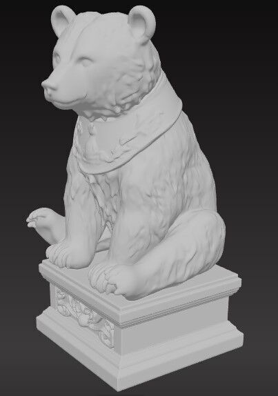 Victorian Style Artistic Bear Sculpture 3D Model STL FBX OBJ GLB 3D print model_7