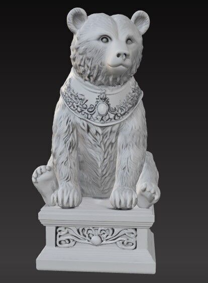 Victorian Style Artistic Bear Sculpture 3D Model STL FBX OBJ GLB 3D print model_1