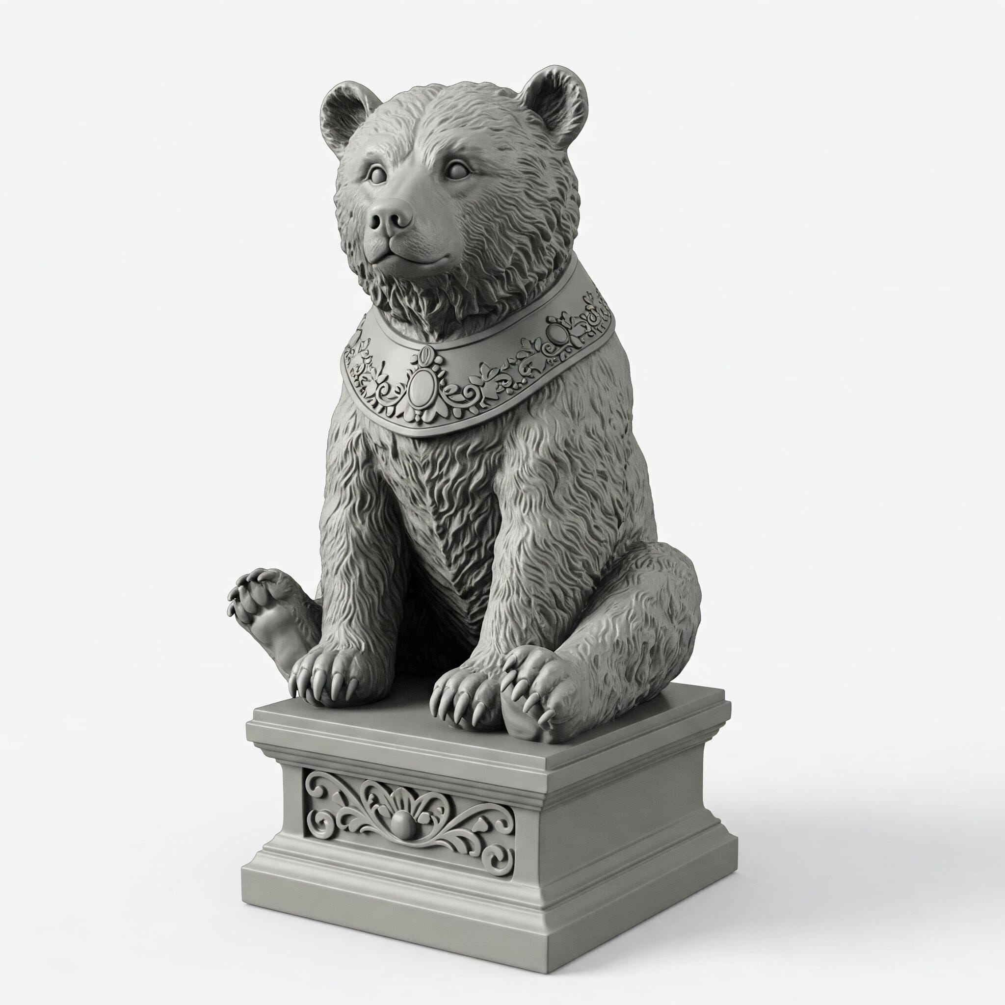 Victorian Style Artistic Bear Sculpture 3D Model STL FBX OBJ GLB 3D print model_9