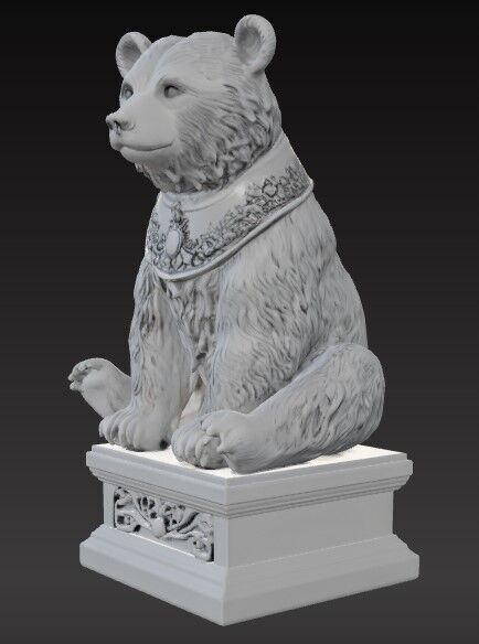 Victorian Style Artistic Bear Sculpture 3D Model STL FBX OBJ GLB 3D print model_2