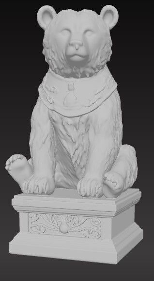 Victorian Style Artistic Bear Sculpture 3D Model STL FBX OBJ GLB 3D print model_8