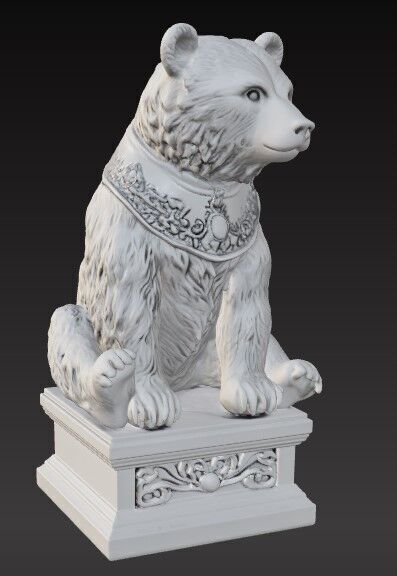 Victorian Style Artistic Bear Sculpture 3D Model STL FBX OBJ GLB 3D print model_3