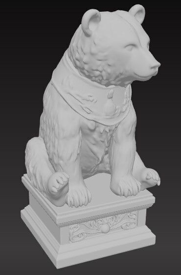 Victorian Style Artistic Bear Sculpture 3D Model STL FBX OBJ GLB 3D print model_6