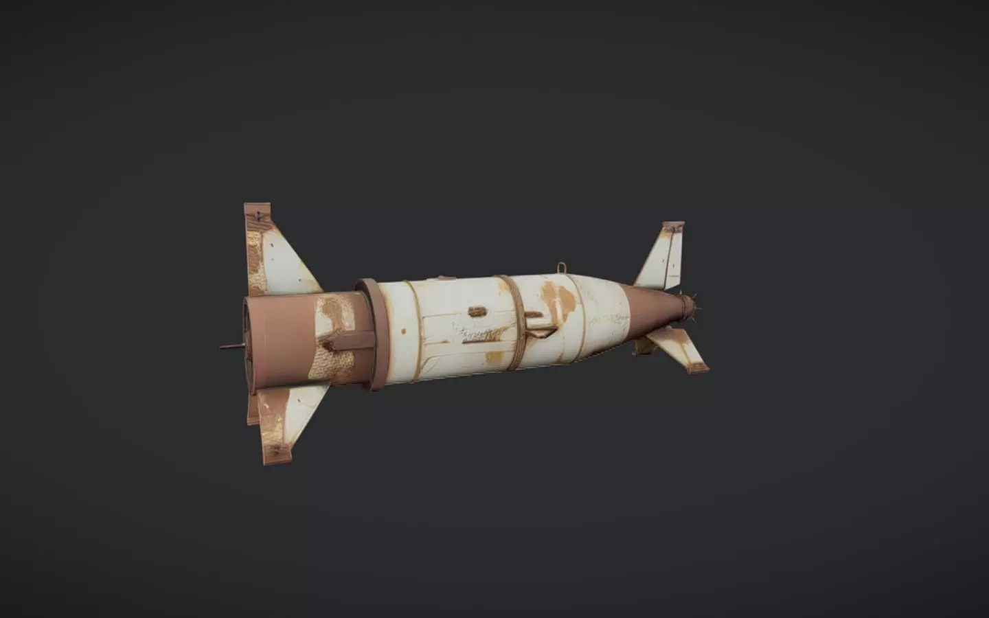 rusty old missile or rocket 3D model
