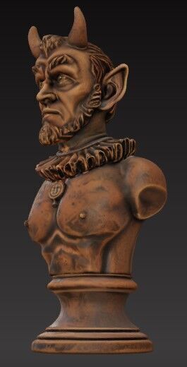 Victorian Style Demon Bust 3D Model STL FBX OBJ GLB 3D print model_8