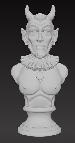 Victorian Style Demon Bust 3D Model STL FBX OBJ GLB 3D print model_4