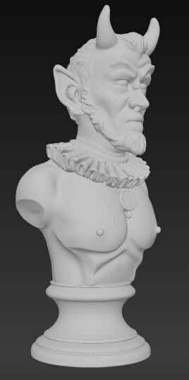 Victorian Style Demon Bust 3D Model STL FBX OBJ GLB 3D print model_5