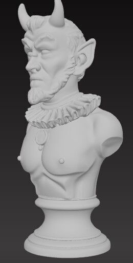Victorian Style Demon Bust 3D Model STL FBX OBJ GLB 3D print model_3