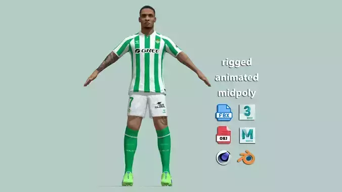 T-Pose Rigged Antony Real Betis 3D model