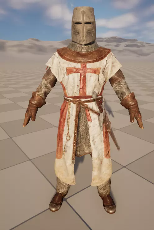 Crusader Knight Low-poly 3D model_0
