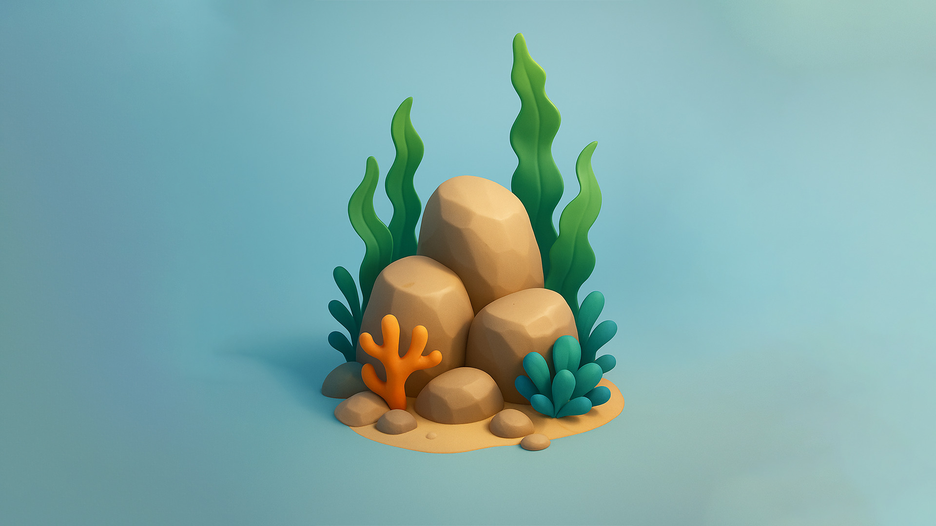 Beach Rocks Low-poly 3D model_7
