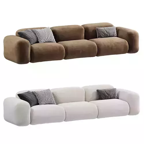 Beige Microfiber Modern Sofa